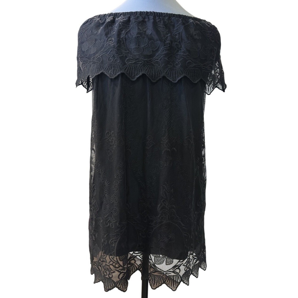 Express Black Off Shoulder Lace‎ Overlay Top Size Small Whimsygoth Lace Party